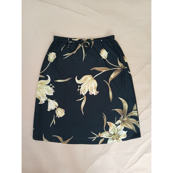 Clio Dresses & Skirts - Vintage 90s Clio Knee Length Skirt Large Dark Floral Whimsical Whimsigoth